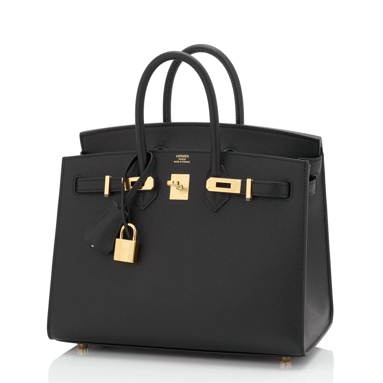 Hermes Birkin 25 Sellier Black Epsom Gold Hardware