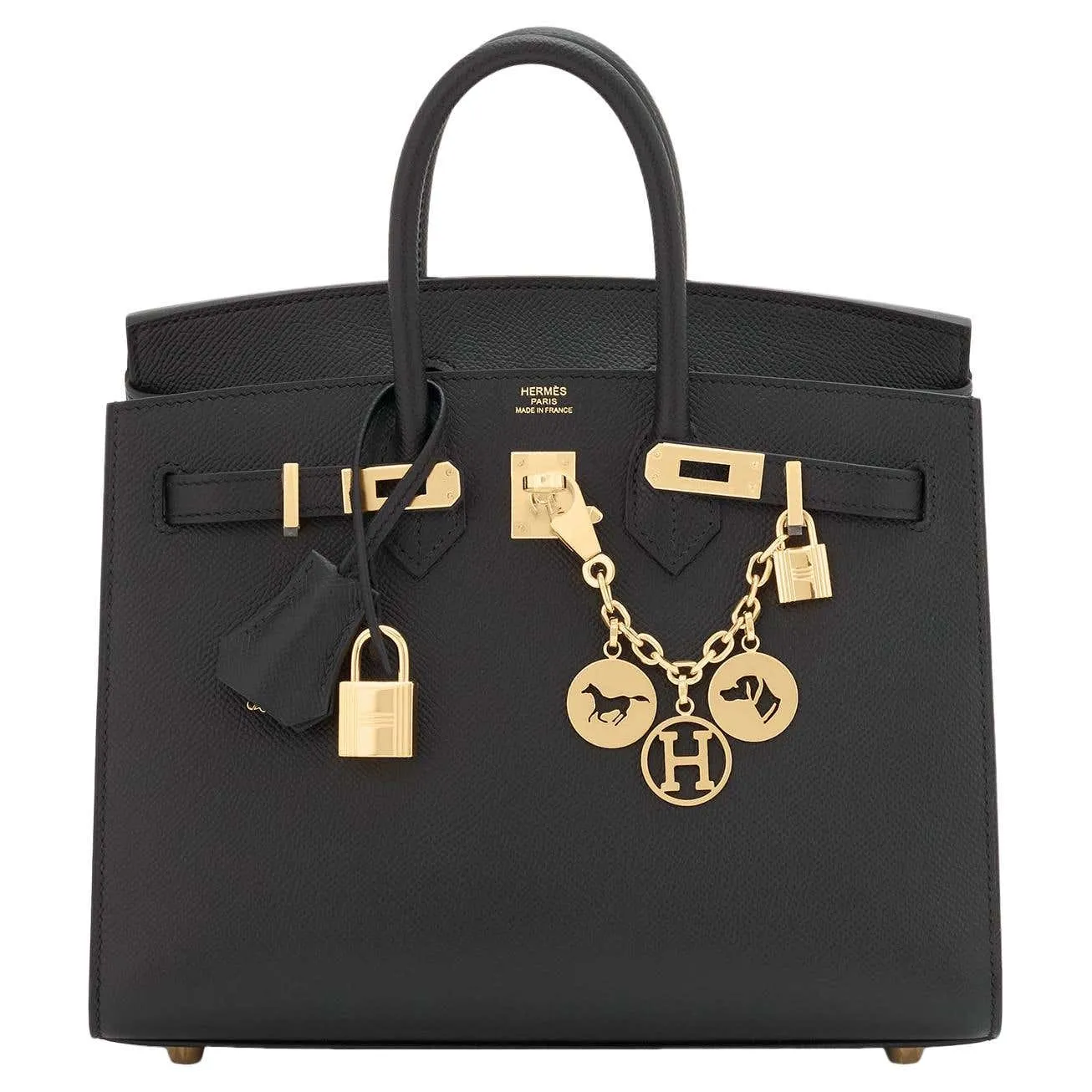 Hermes Birkin 25 Sellier Black Epsom Gold Hardware