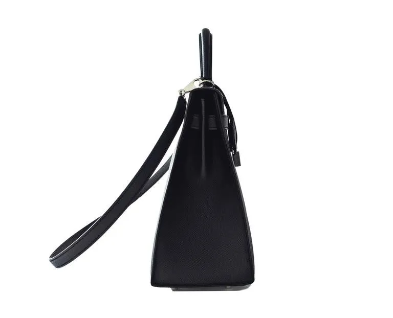 Hermes Black 32cm Epsom Sellier Kelly Palladium Hardware X