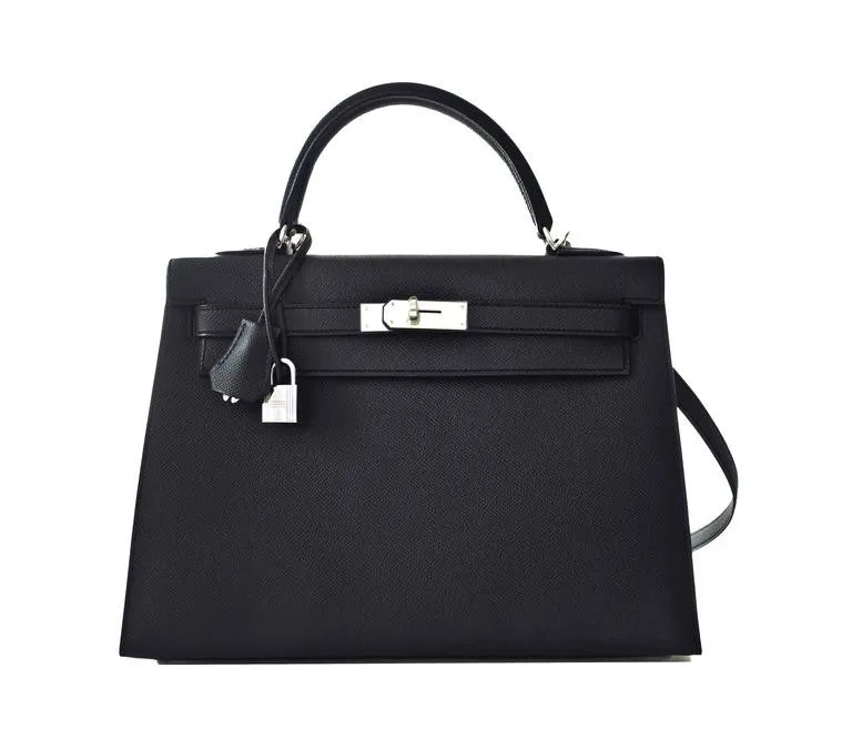 Hermes Black 32cm Epsom Sellier Kelly Palladium Hardware X
