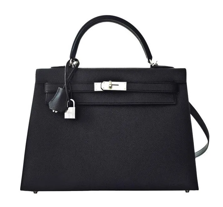 Hermes Black 32cm Epsom Sellier Kelly Palladium Hardware X