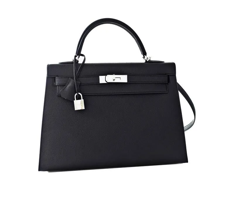 Hermes Black 32cm Epsom Sellier Kelly Palladium Hardware X