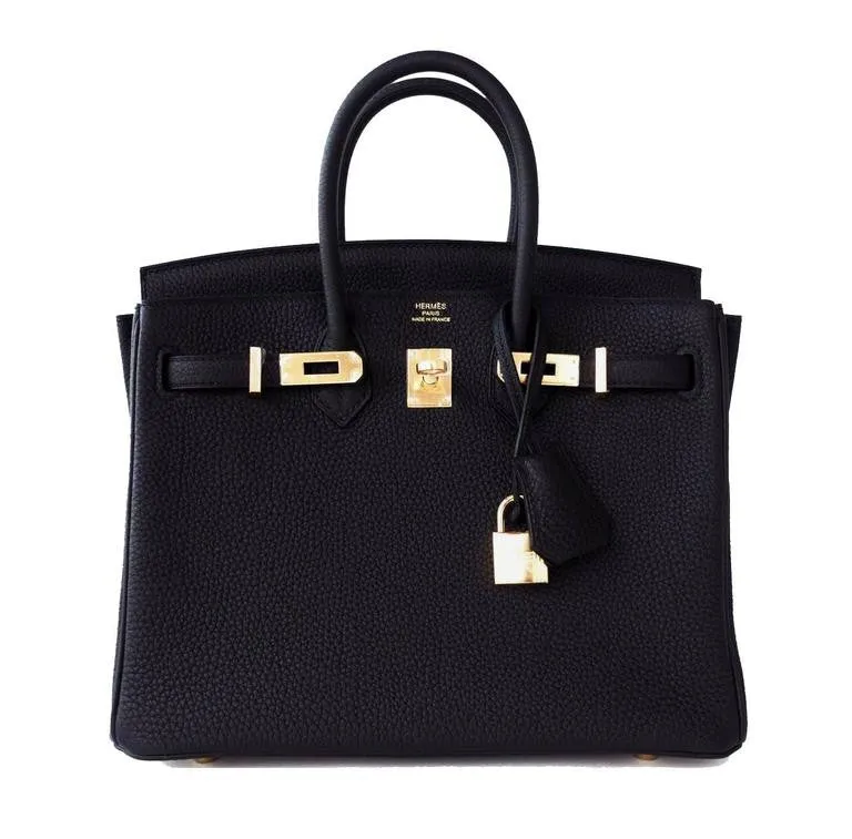 Hermes Black Baby Birkin 25cm Togo Gold Hardware X Stamp