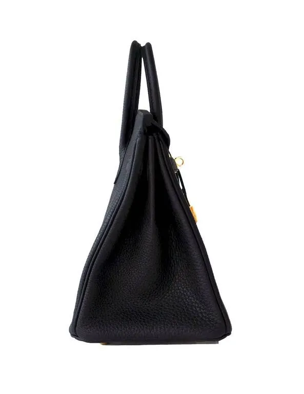 Hermes Black Baby Birkin 25cm Togo Gold Hardware X Stamp
