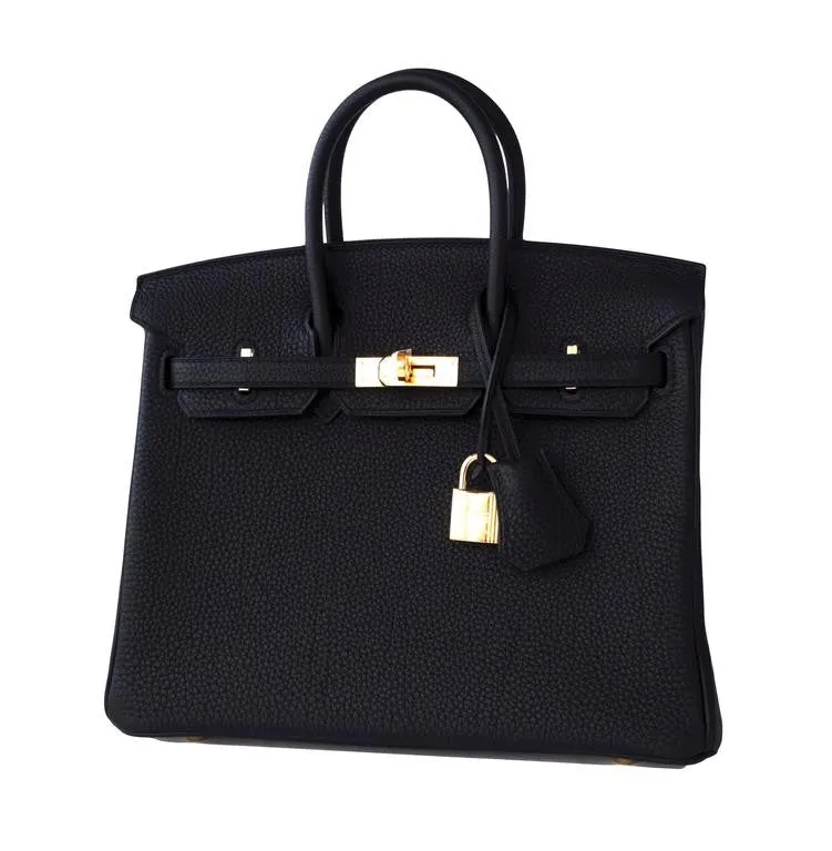 Hermes Black Baby Birkin 25cm Togo Gold Hardware X Stamp