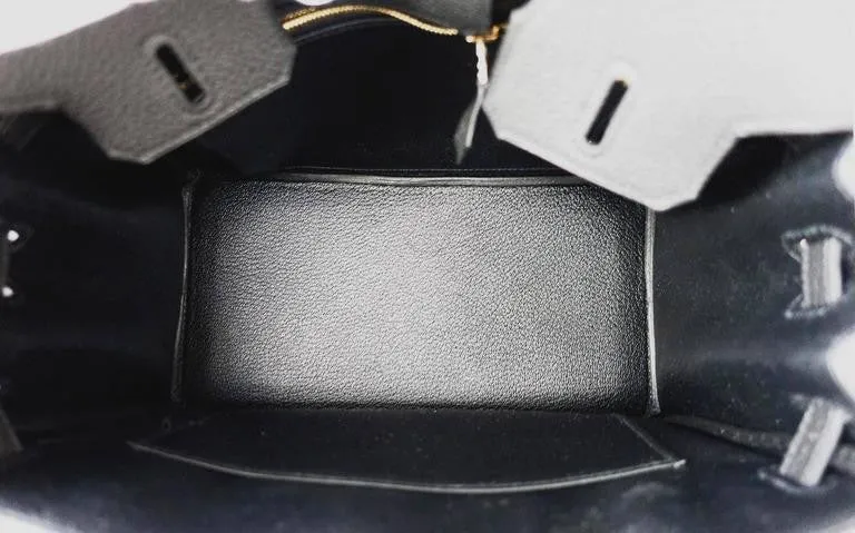 Hermes Black Baby Birkin 25cm Togo Gold Hardware X Stamp
