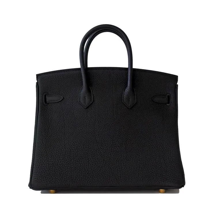 Hermes Black Baby Birkin 25cm Togo Gold Hardware X Stamp