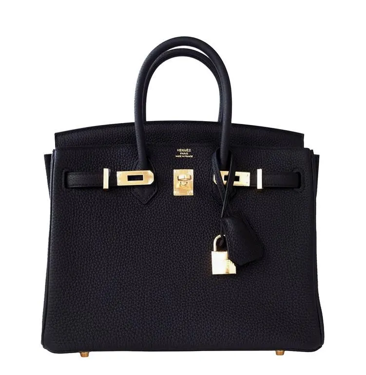 Hermes Black Baby Birkin 25cm Togo Gold Hardware X Stamp