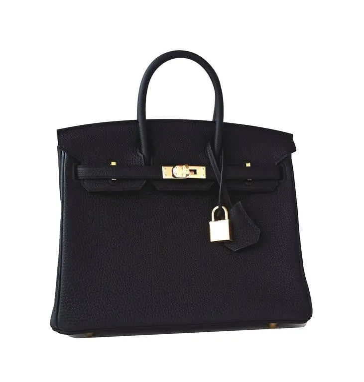 Hermes Black Baby Birkin 25cm Togo Gold Hardware X Stamp