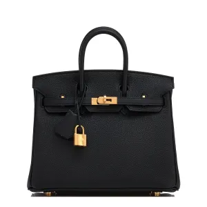Hermes Black Baby Birkin 25cm Togo Gold Hardware