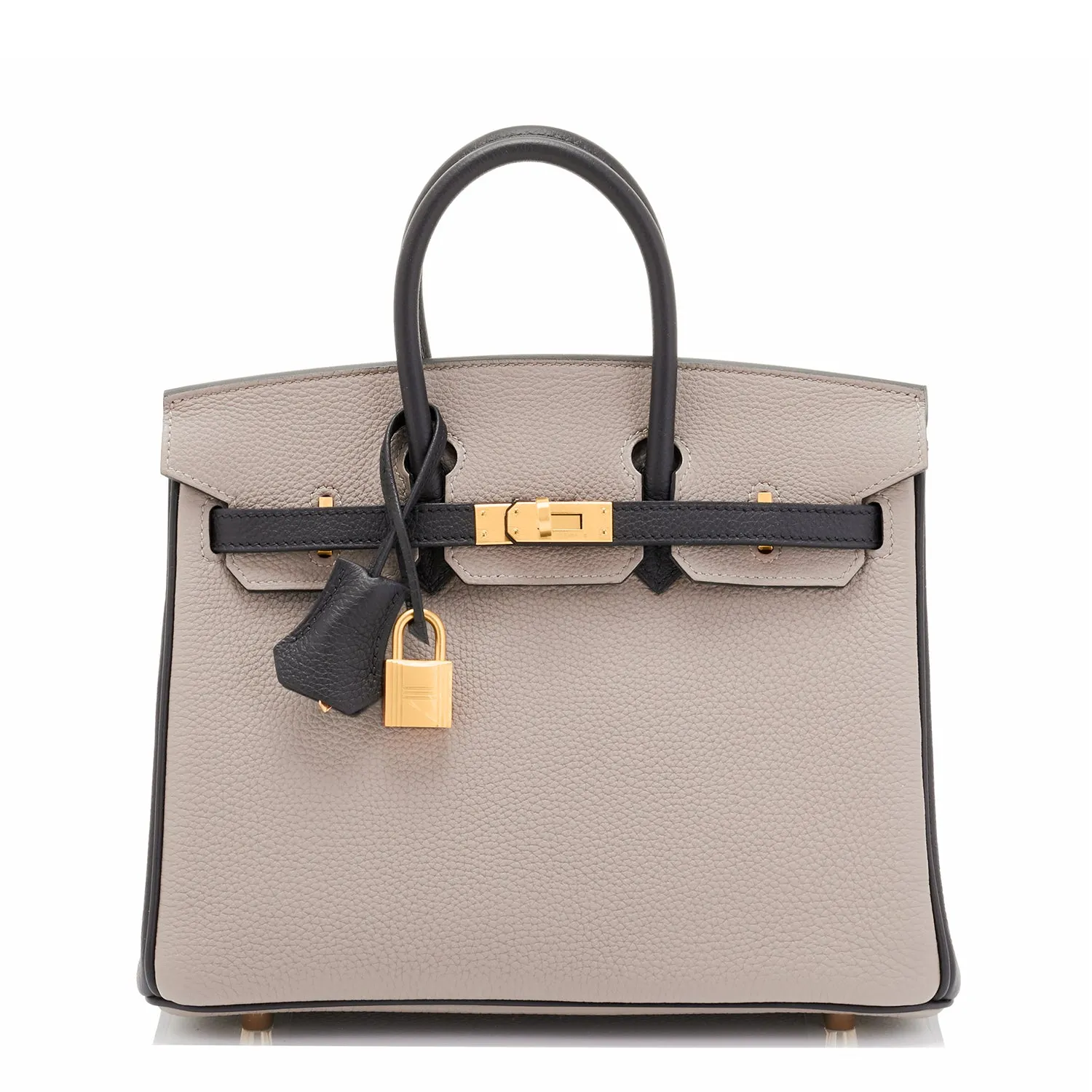 Hermes HSS Gris Asphalte and Black 25cm Togo Birkin Horseshoe