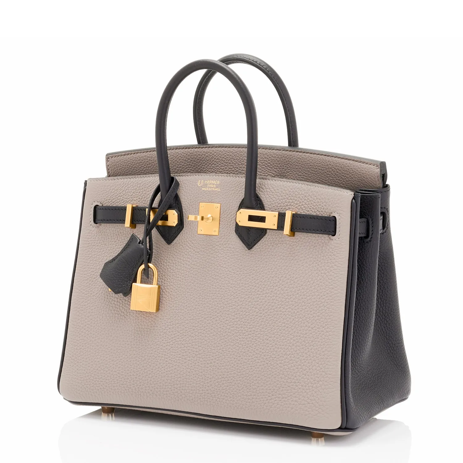 Hermes HSS Gris Asphalte and Black 25cm Togo Birkin Horseshoe