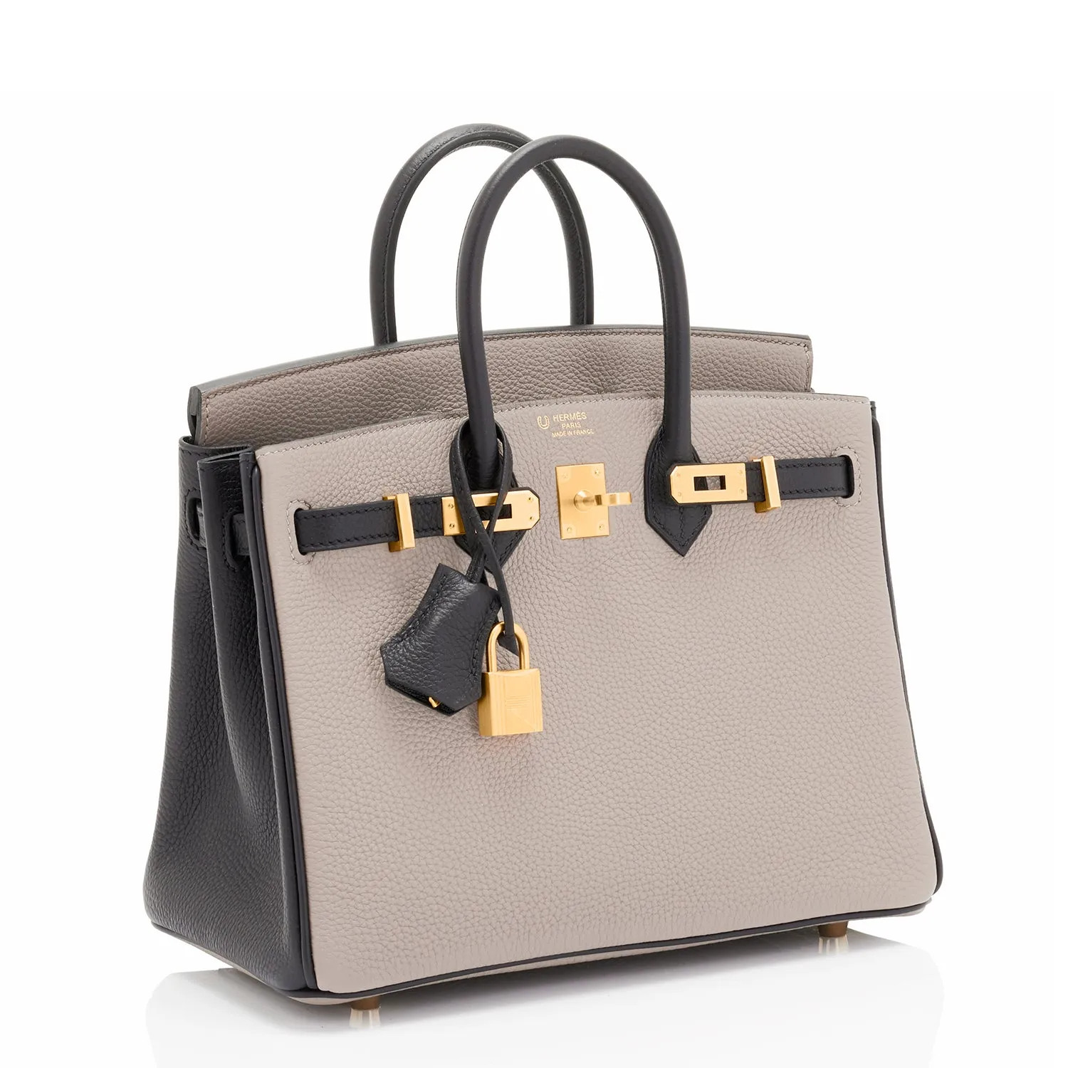 Hermes HSS Gris Asphalte and Black 25cm Togo Birkin Horseshoe