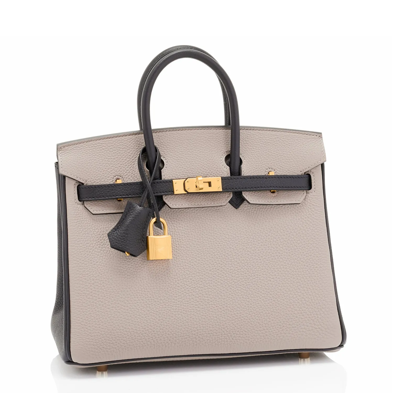 Hermes HSS Gris Asphalte and Black 25cm Togo Birkin Horseshoe
