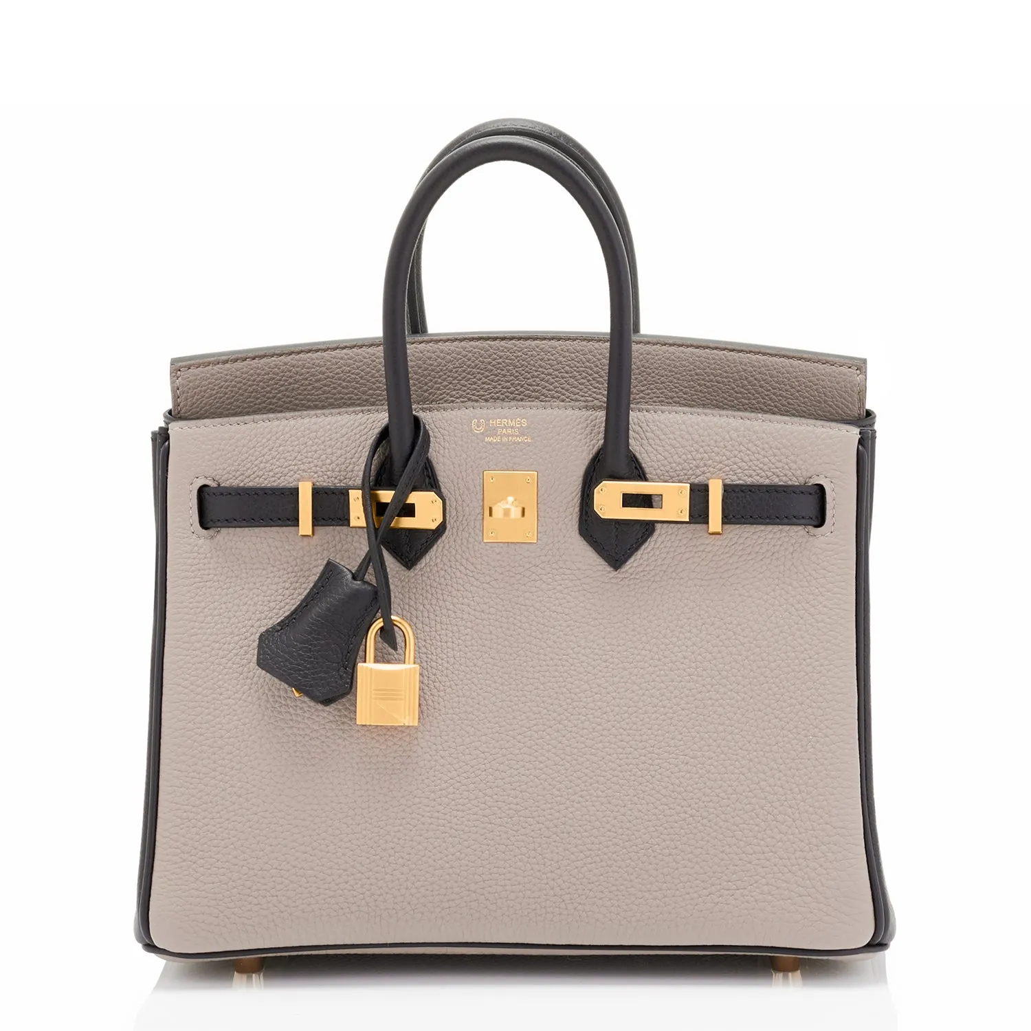 Hermes HSS Gris Asphalte and Black 25cm Togo Birkin Horseshoe
