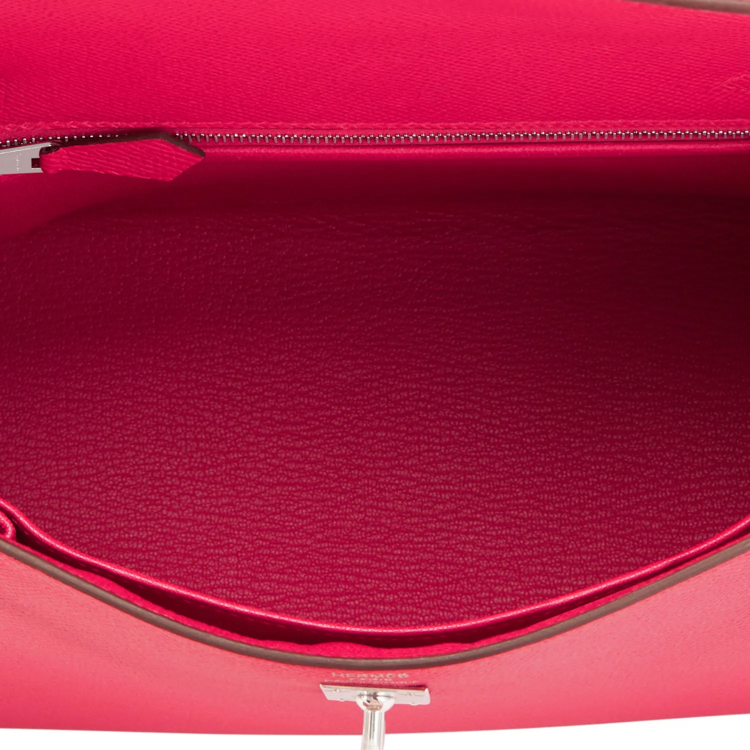 Hermes Kelly 25 Rose Extreme Pink Epsom Sellier Bag Palladium