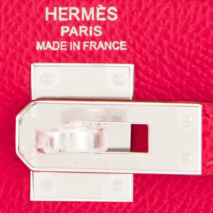 Hermes Kelly 25 Rose Extreme Pink Epsom Sellier Bag Palladium