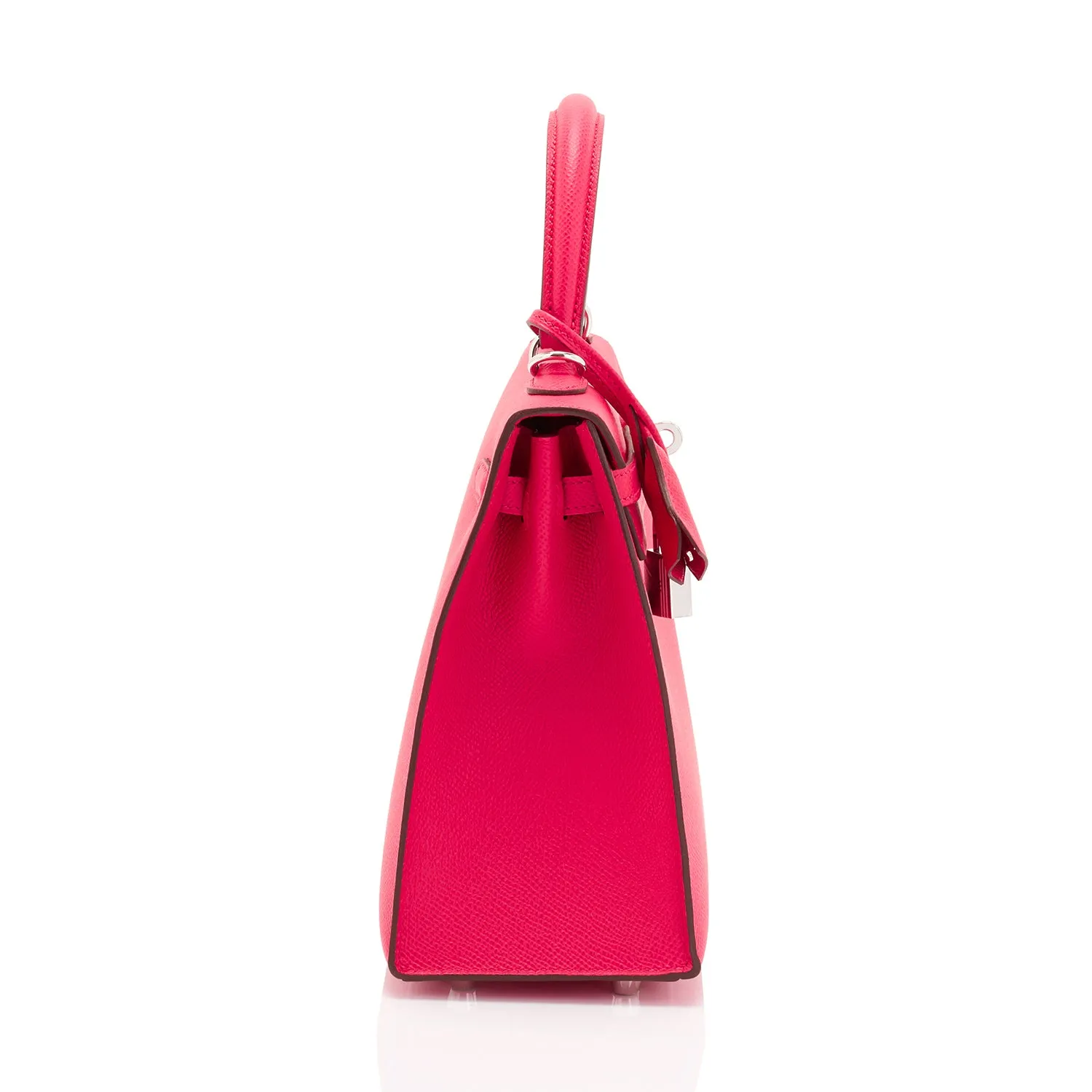 Hermes Kelly 25 Rose Extreme Pink Epsom Sellier Bag Palladium