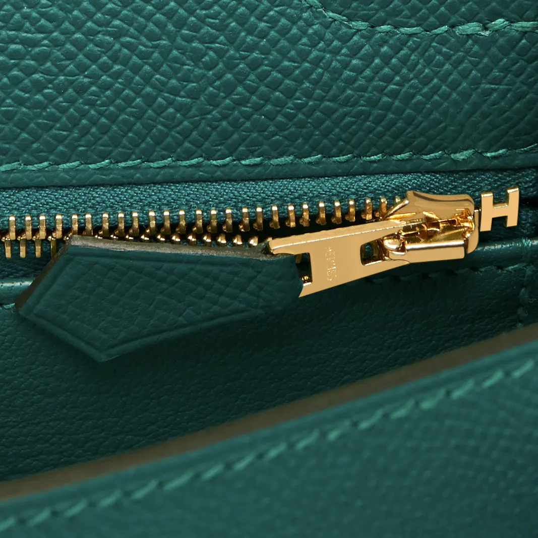 Hermes Kelly 25cm Malachite Jewel Green Epsom Gold Hardware Sellier Bag