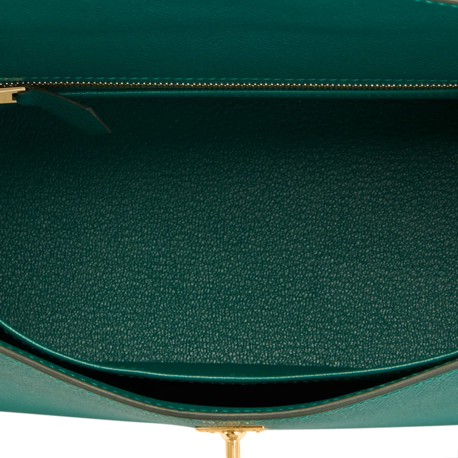 Hermes Kelly 25cm Malachite Jewel Green Epsom Gold Hardware Sellier Bag
