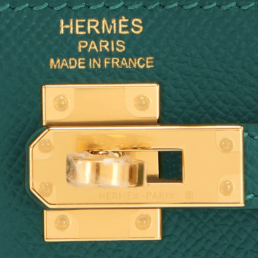Hermes Kelly 25cm Malachite Jewel Green Epsom Gold Hardware Sellier Bag