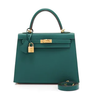 Hermes Kelly 25cm Malachite Jewel Green Epsom Gold Hardware Sellier Bag
