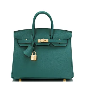 Hermes Malachite 25cm Birkin Jewel Green Togo Gold Hardware