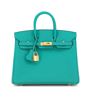 Hermes Vert Verone Birkin 25 Togo Gold Hardware