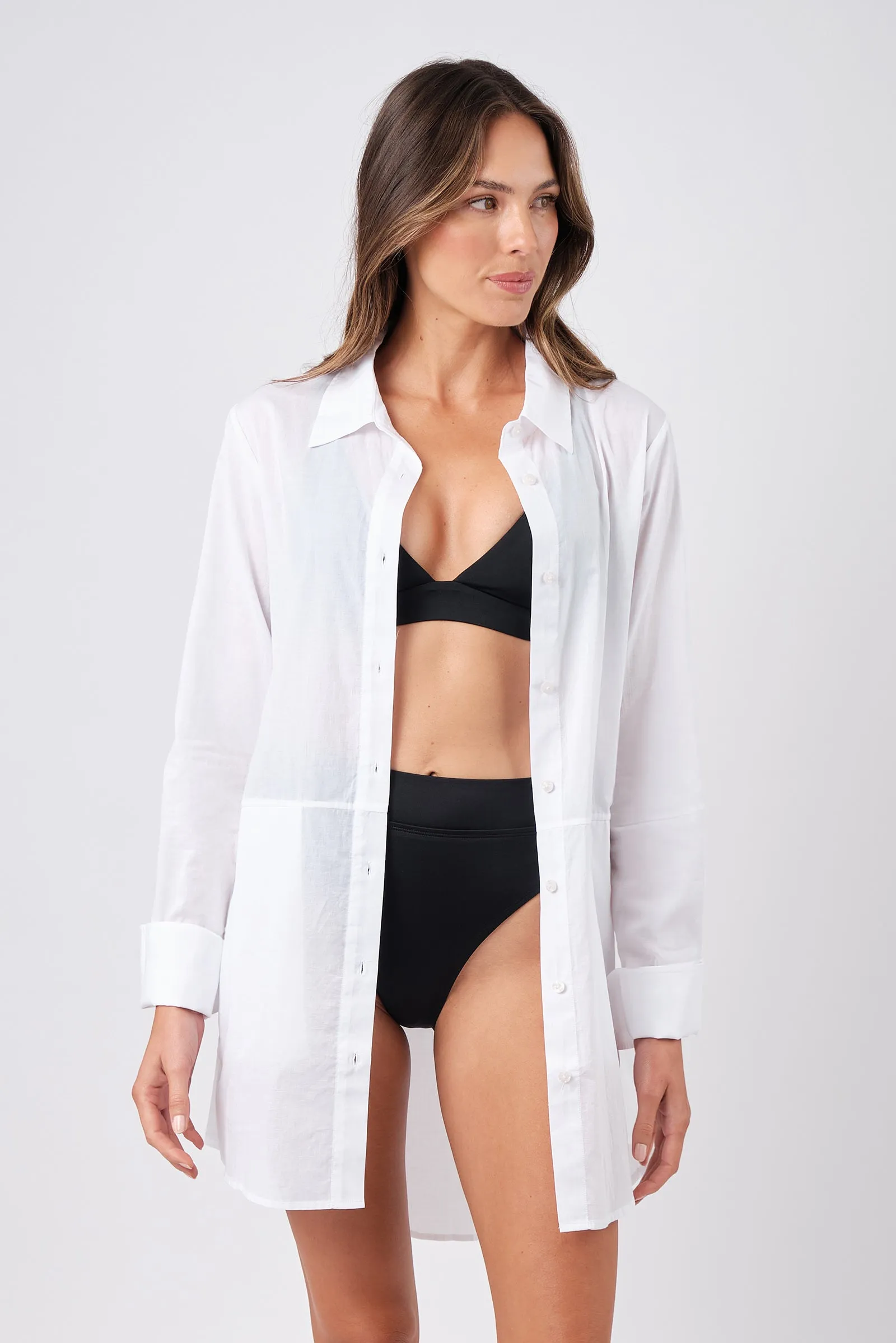 High-Cut High-Waisted Bikini Bottom BLACK