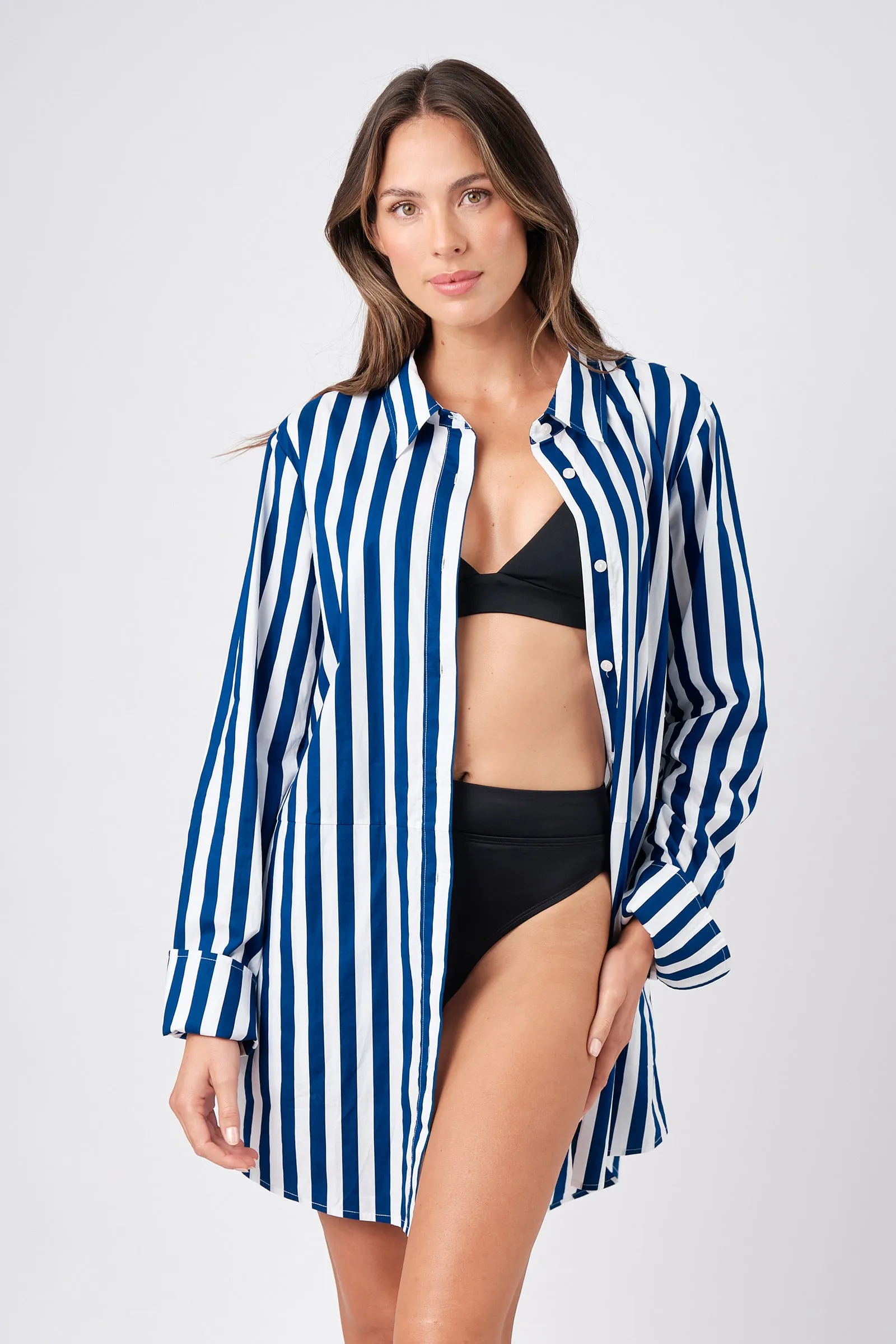 High-Cut High-Waisted Bikini Bottom BLACK