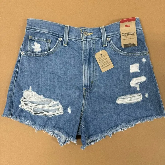 HIGH RISE HIGH WAIST DISTRESSED MOM SHORTS