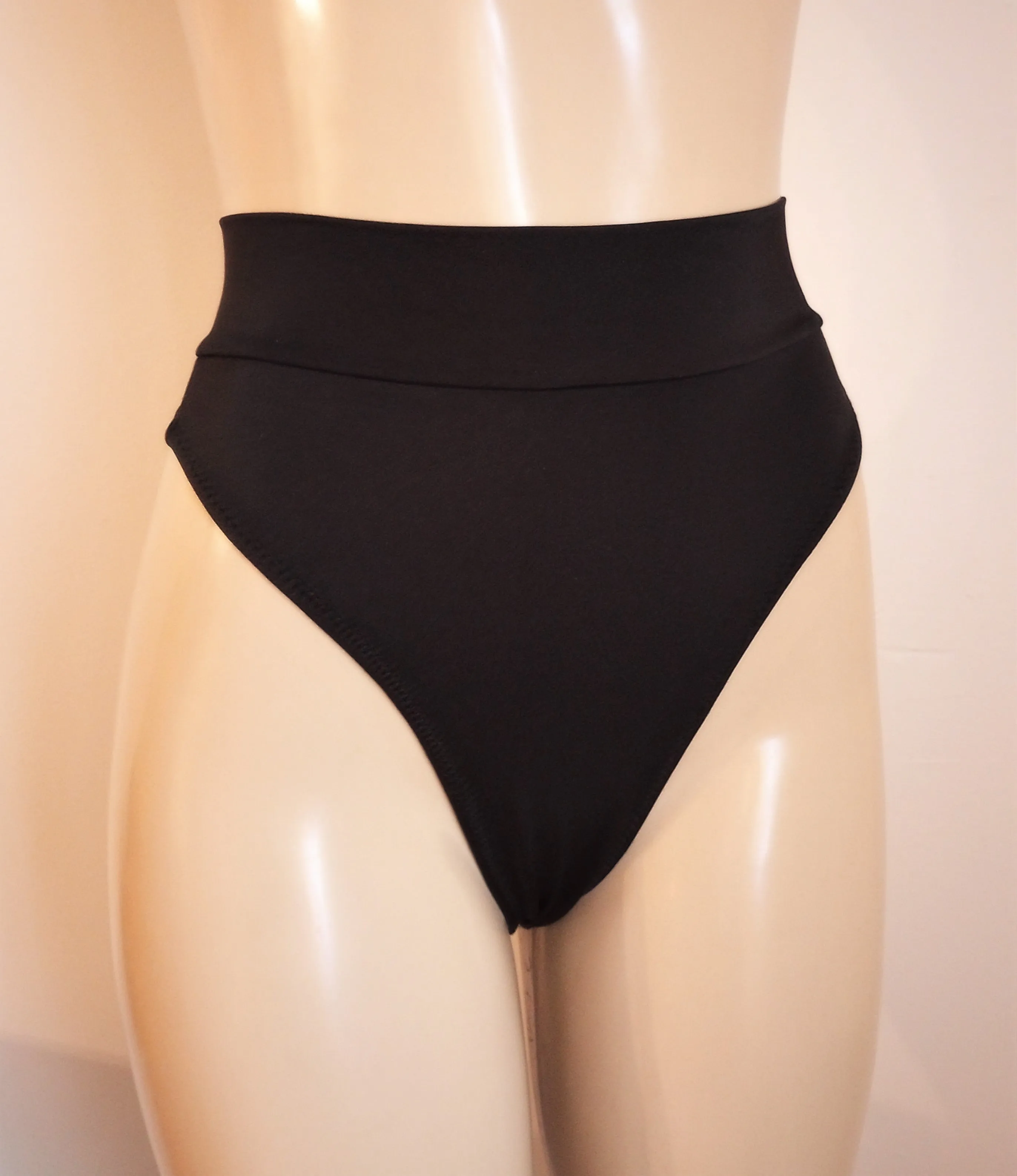 High Waist High Leg Thong Bikini Bottom