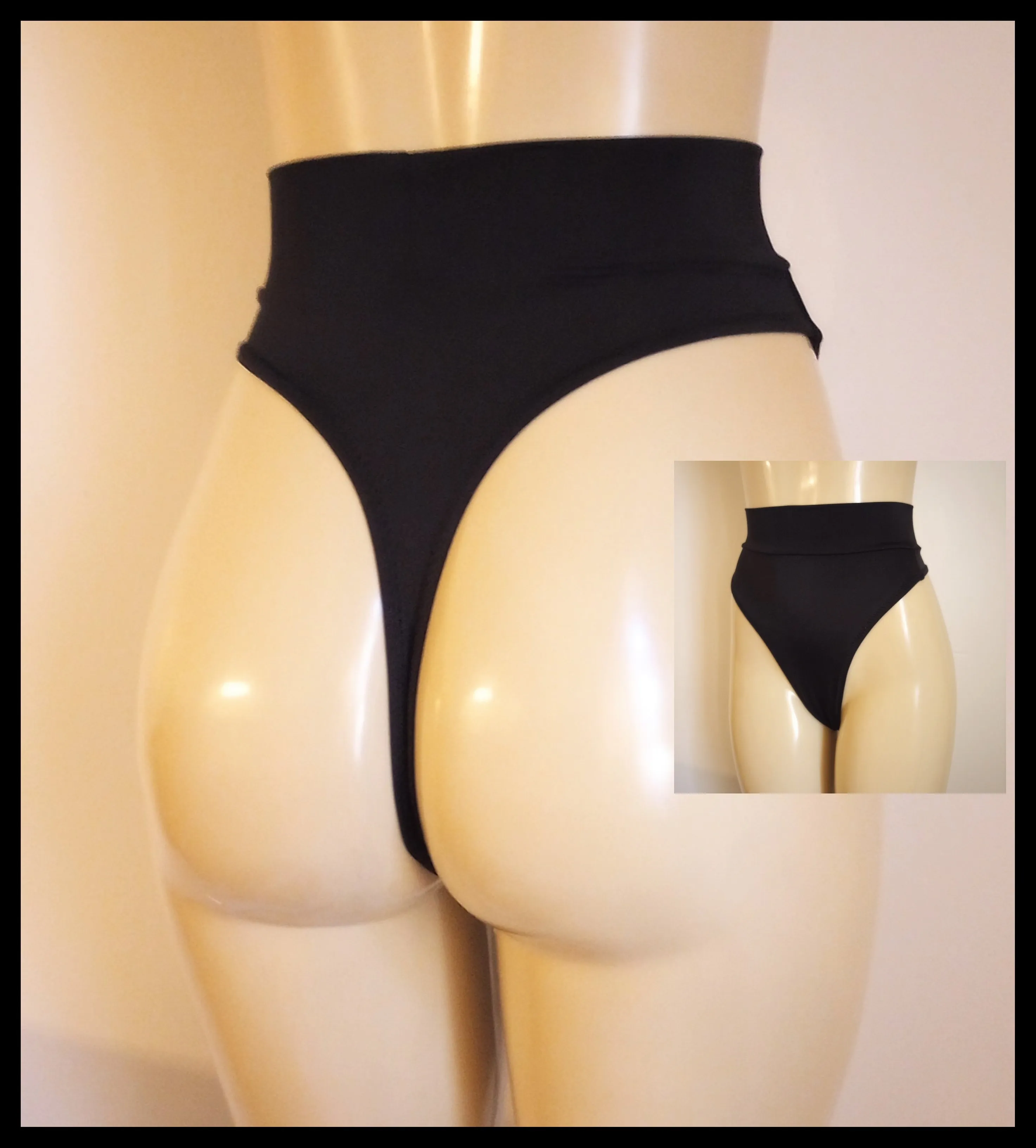 High Waist High Leg Thong Bikini Bottom