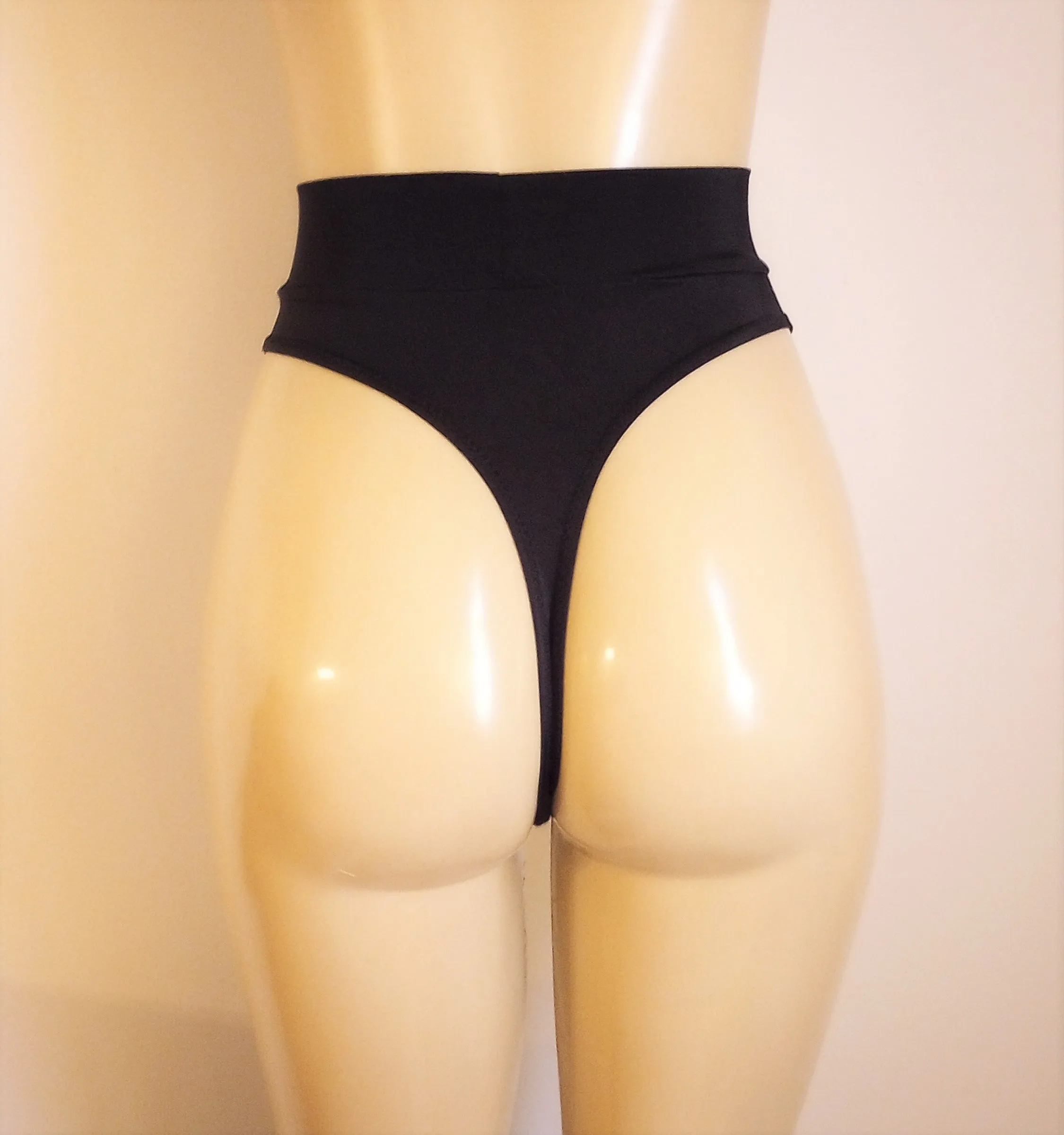 High Waist High Leg Thong Bikini Bottom