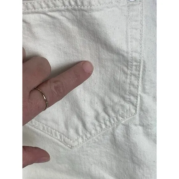 Isabel Marant Ivory Straight Leg Raw Hem Super High Rise Cropped Jeans FR36 US 4