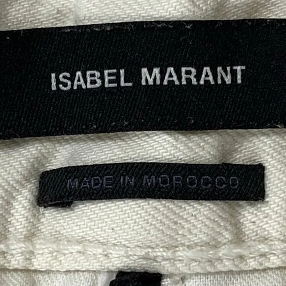 Isabel Marant Ivory Straight Leg Raw Hem Super High Rise Cropped Jeans FR36 US 4