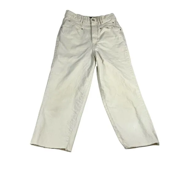 Isabel Marant Ivory Straight Leg Raw Hem Super High Rise Cropped Jeans FR36 US 4