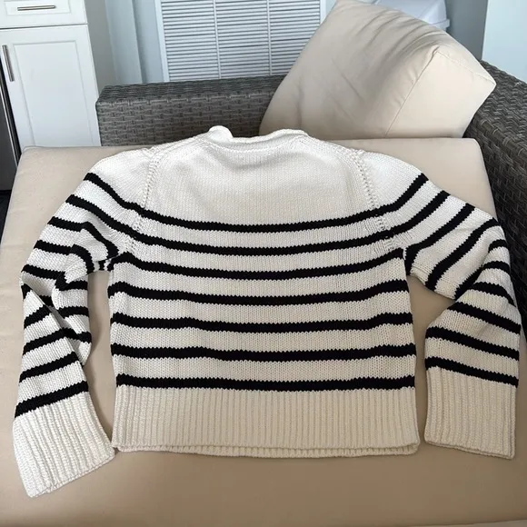 J Crew Rollneck Sweater Womens Medium Black White