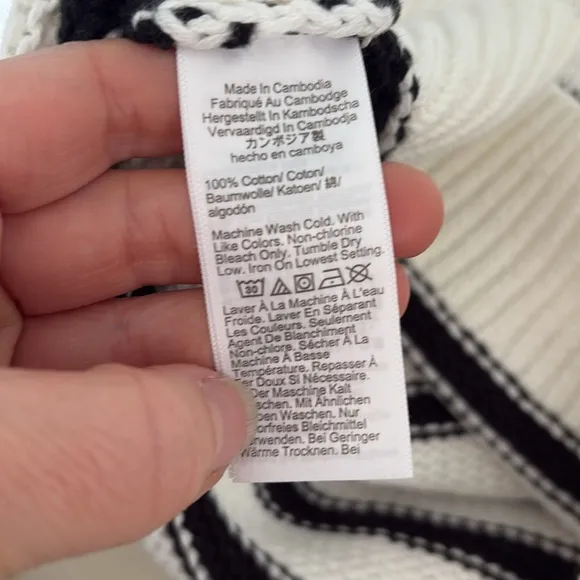 J Crew Rollneck Sweater Womens Medium Black White