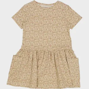 Jersey Dress Birthe in Eggshell Flowers