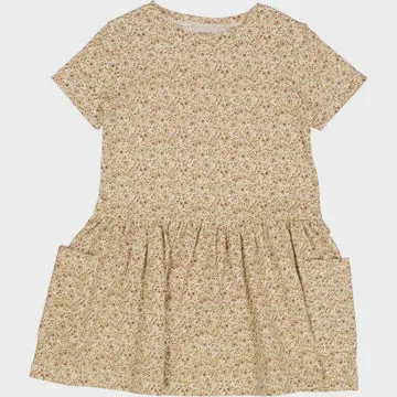 Jersey Dress Birthe in Eggshell Flowers