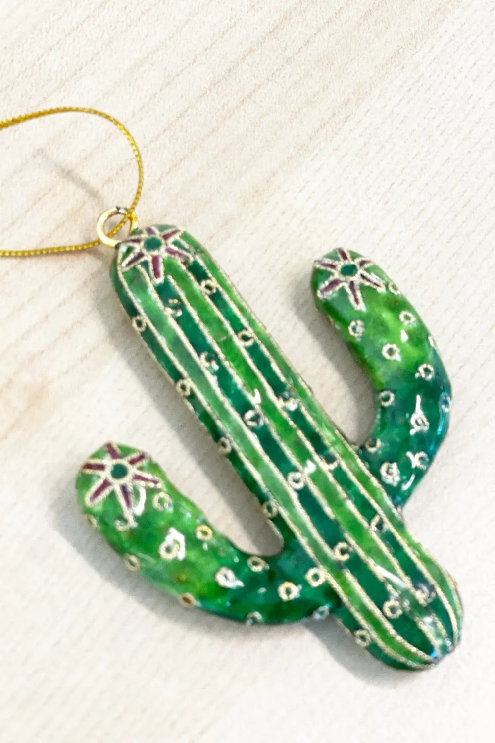 Johnny Was Gold Cactus Cloisonne Ornament Boho Chic H85723