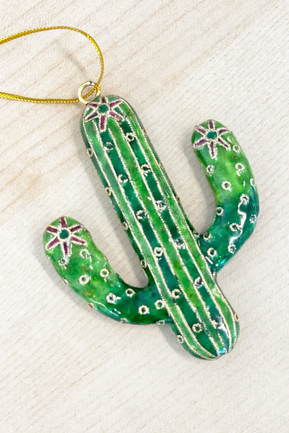 Johnny Was Gold Cactus Cloisonne Ornament Boho Chic H85723