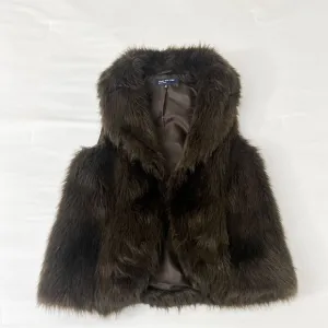 Jones New York Women's Brown Faux Fur Vest Size M Stylish Layering