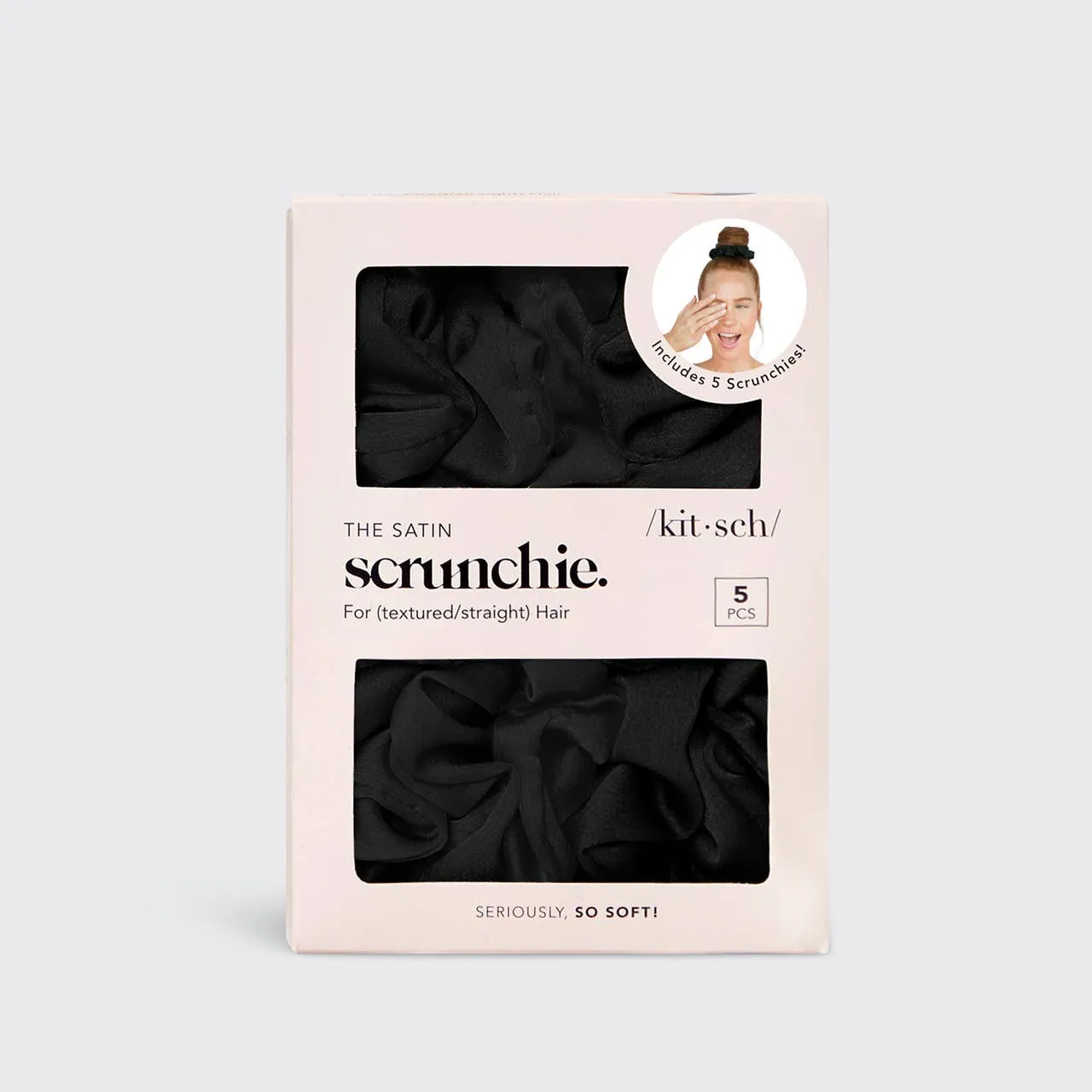 KITSCH Satin Sleep Scrunchies 5pc - Black