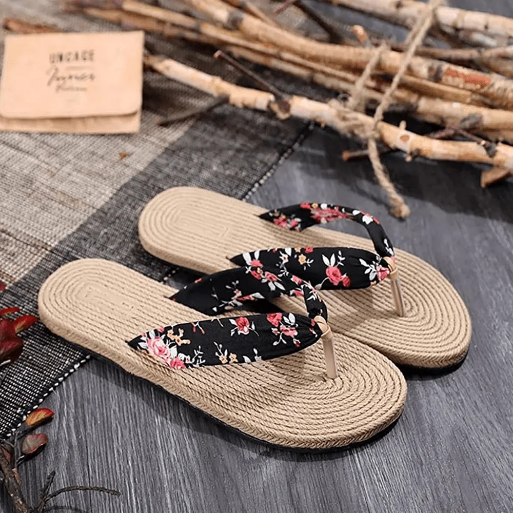Korean Cotton Linen Flip Flops