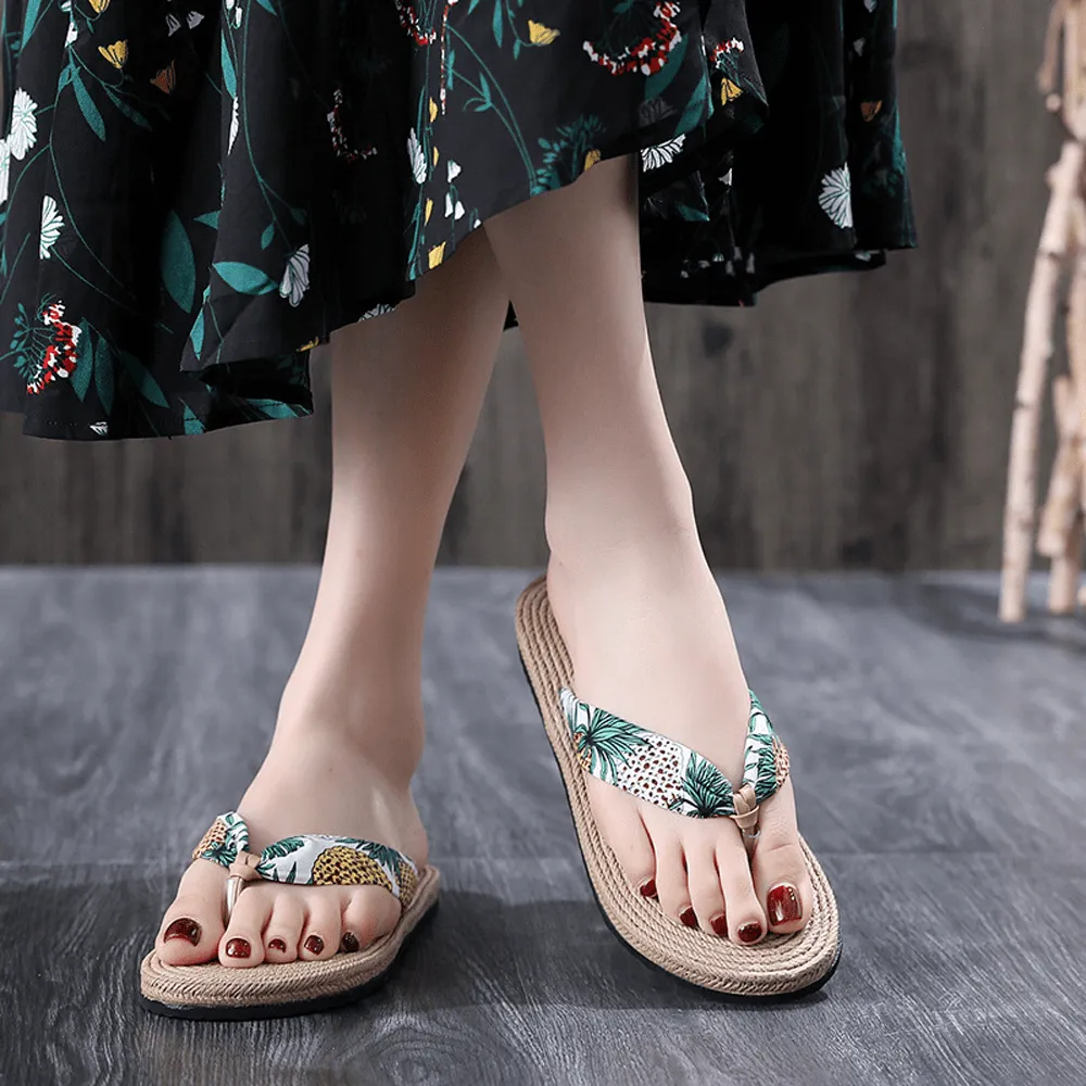 Korean Cotton Linen Flip Flops
