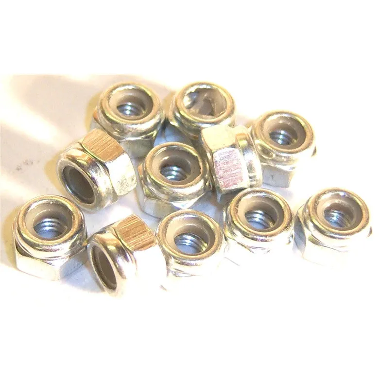 L1260 1/6 1/8 Scale RC Model M6 6mm Steel Metric Locking Nylon Nut Silver 10