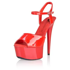 Lapdance Shoes 6 Inch Red Platform Sandal with Strap