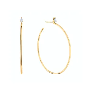 Large Plain Hoops w/ Pear Diamond Studs